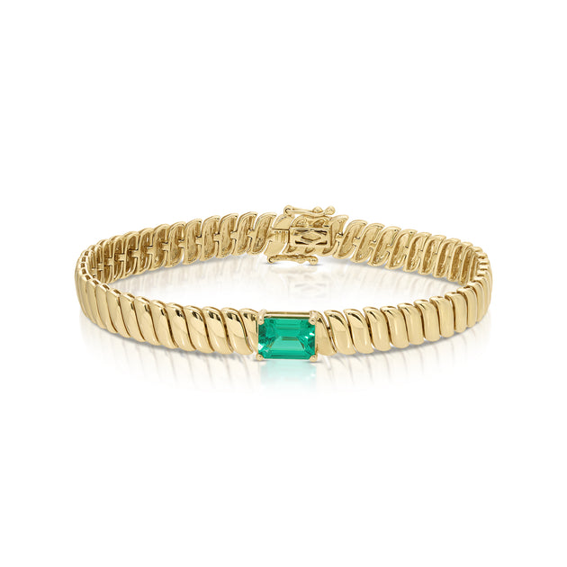 anita ko ZOE BRACELET WITH EMERALD CENTER 1.44