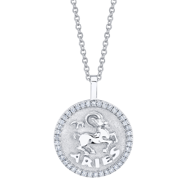 Anita Ko ARIES ZODIAC COIN PENDANT WITH DIAMOND FRAME
