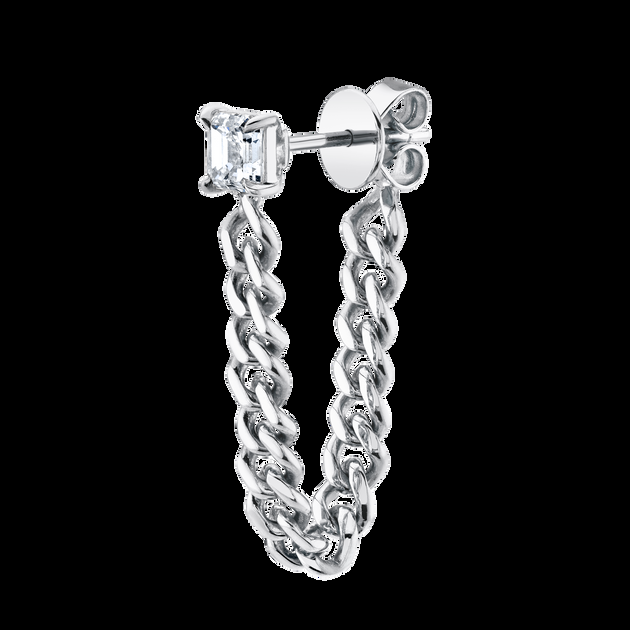 Anita Ko ASSCHER CUT DIAMOND CUBAN LINK LOOP EARRING