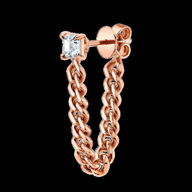 Anita Ko ASSCHER CUT DIAMOND CUBAN LINK LOOP EARRING