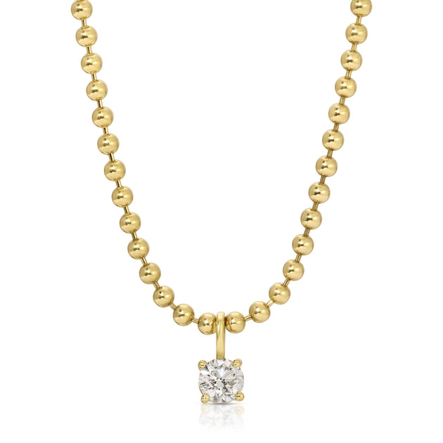 anita ko BALL CHAIN NECKLACE WITH ROUND DIAMOND PENDANT