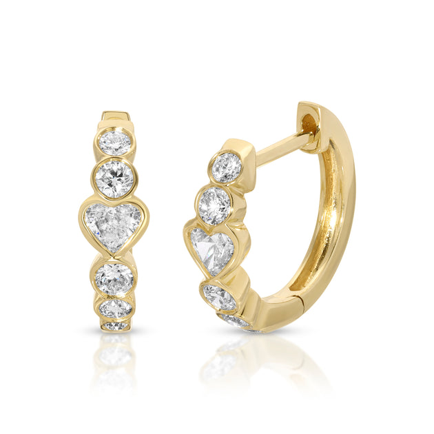 anita ko BEVERLY HEART AND ROUND BEZELED DIAMOND HUGGIES