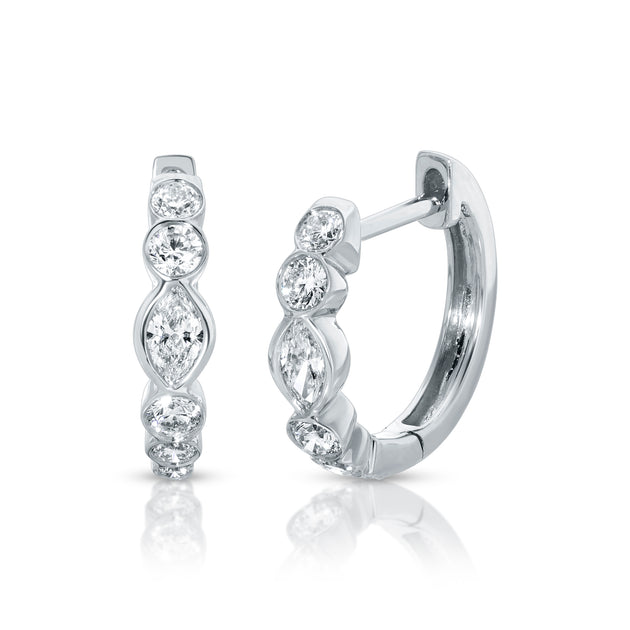 Anita Ko BEVERLY MARQUISE AND ROUND BEZELED DIAMOND HUGGIES