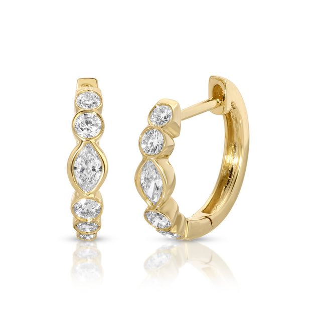 anita ko BEVERLY MARQUISE AND ROUND BEZELED DIAMOND HUGGIES