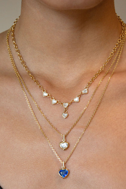 Anita Ko BEZELED BLUE SAPPHIRE HEART PENDANT WITH DIAMOND BAIL