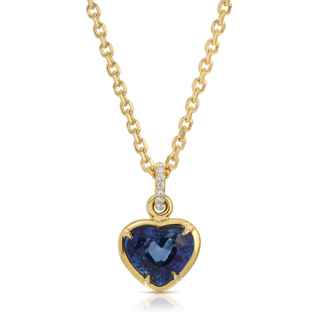 anita ko BEZELED BLUE SAPPHIRE HEART PENDANT WITH DIAMOND BAIL