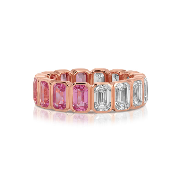 anita ko BEZELED EMERALD CUT PINK SAPPHIRE AND DIAMOND RING