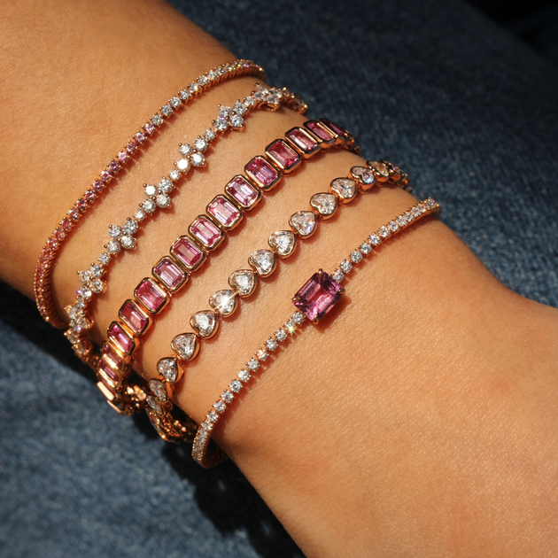 Anita Ko BEZELED EMERALD CUT PINK SAPPHIRE BRACELET