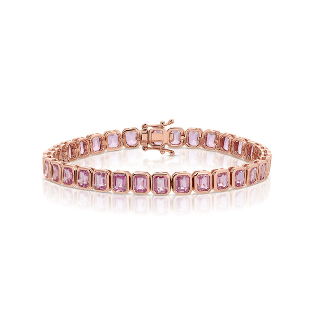 anita ko BEZELED EMERALD CUT PINK SAPPHIRE BRACELET