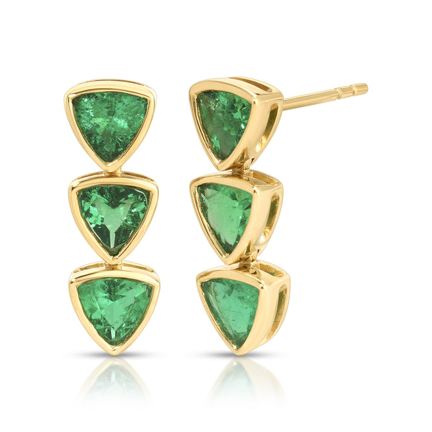 anita ko BEZELED TRILLION COLOMBIAN EMERALD EARRINGS