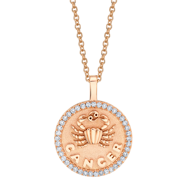 Anita Ko CANCER ZODIAC COIN PENDANT WITH DIAMOND FRAME