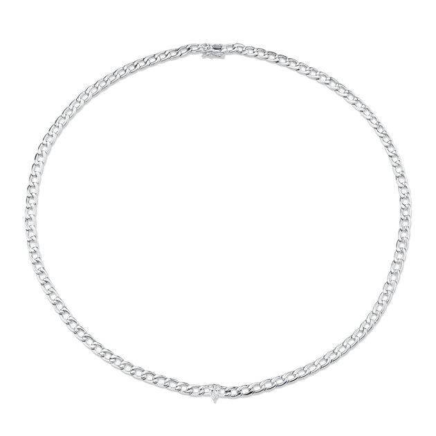 Anita Ko CHAIN LINK CHOKER WITH PEAR DIAMOND CENTER