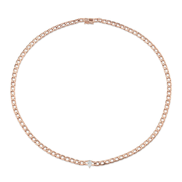 Anita Ko CHAIN LINK CHOKER WITH PEAR DIAMOND CENTER