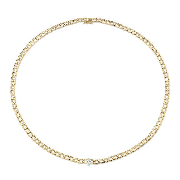 anita ko CHAIN LINK CHOKER WITH PEAR DIAMOND CENTER