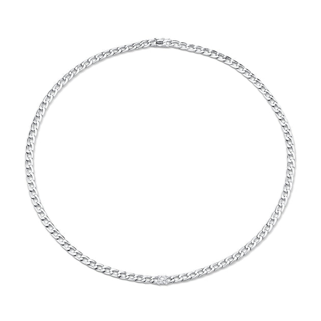 Anita Ko CHAIN LINK CHOKER WITH ROUND DIAMOND CENTER