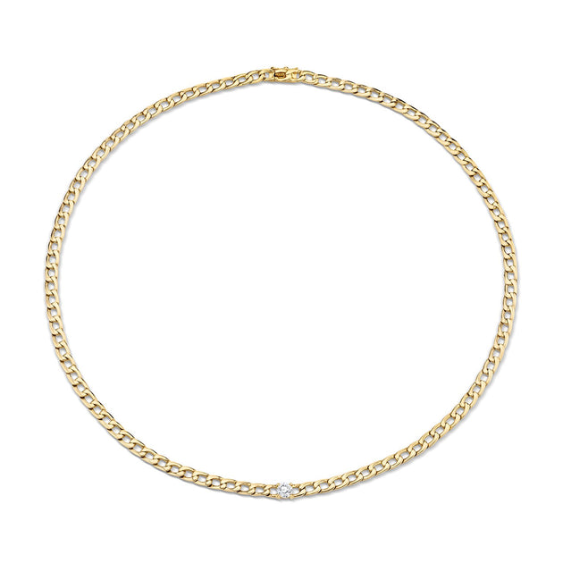 anita ko CHAIN LINK CHOKER WITH ROUND DIAMOND CENTER