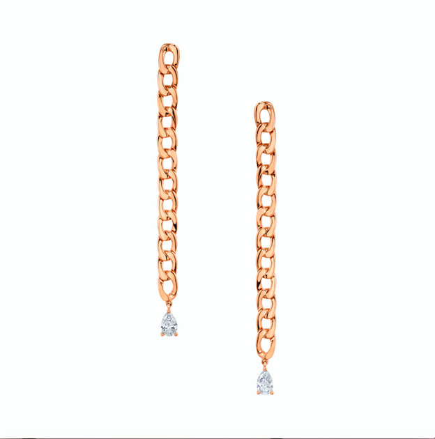 Anita Ko CHAIN LINK EARRINGS WITH PEAR DIAMOND DROPS