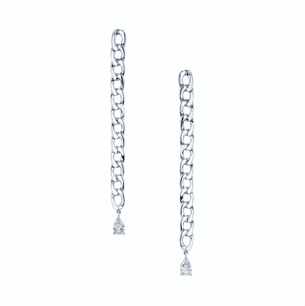 Anita Ko CHAIN LINK EARRINGS WITH PEAR DIAMOND DROPS