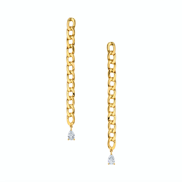 anita ko CHAIN LINK EARRINGS WITH PEAR DIAMOND DROPS
