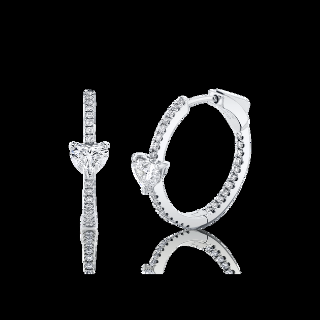 Anita Ko CLASSIC MEDIUM DIAMOND HOOPS WITH HEART DIAMOND CENTER