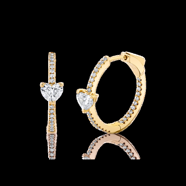 anita ko CLASSIC MEDIUM DIAMOND HOOPS WITH HEART DIAMOND CENTER