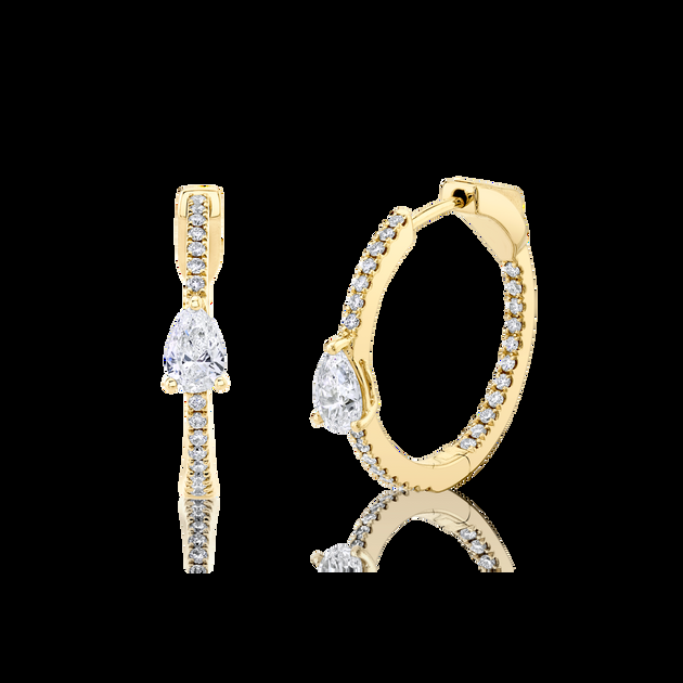 Anita Ko CLASSIC MEDIUM DIAMOND HOOPS WITH PEAR DIAMOND CENTER