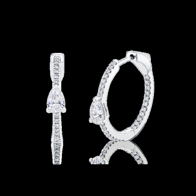 anita ko CLASSIC MEDIUM DIAMOND HOOPS WITH PEAR DIAMOND CENTER