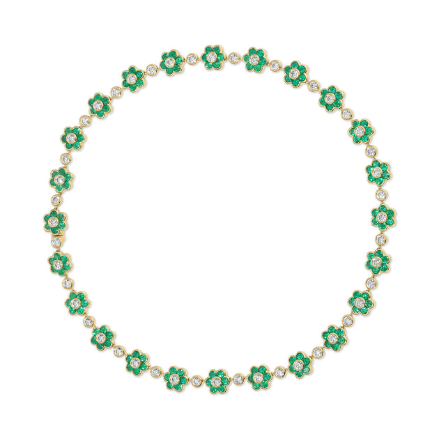 anita ko COLOMBIAN EMERALD AND DIAMOND FLORA CHOKER