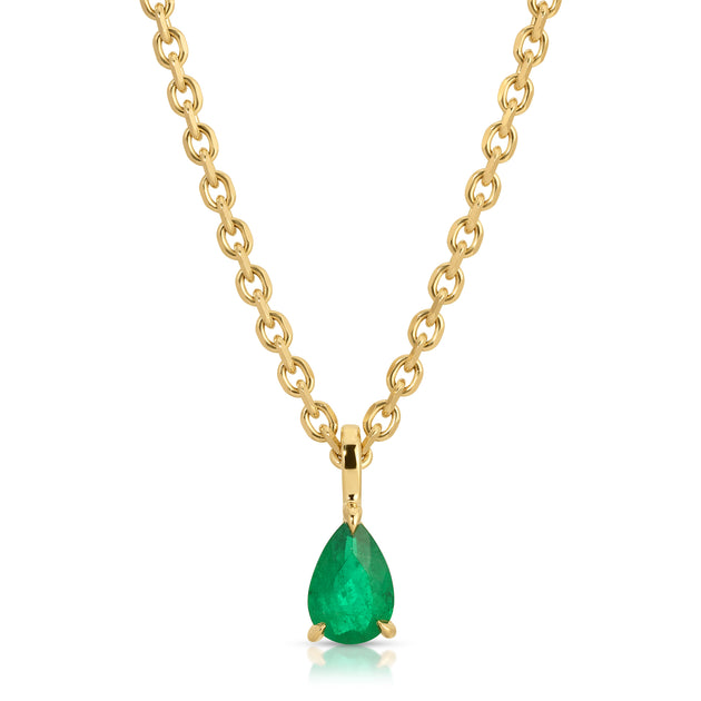 anita ko COLOMBIAN EMERALD PEAR PENDANT ON ROLO CHAIN