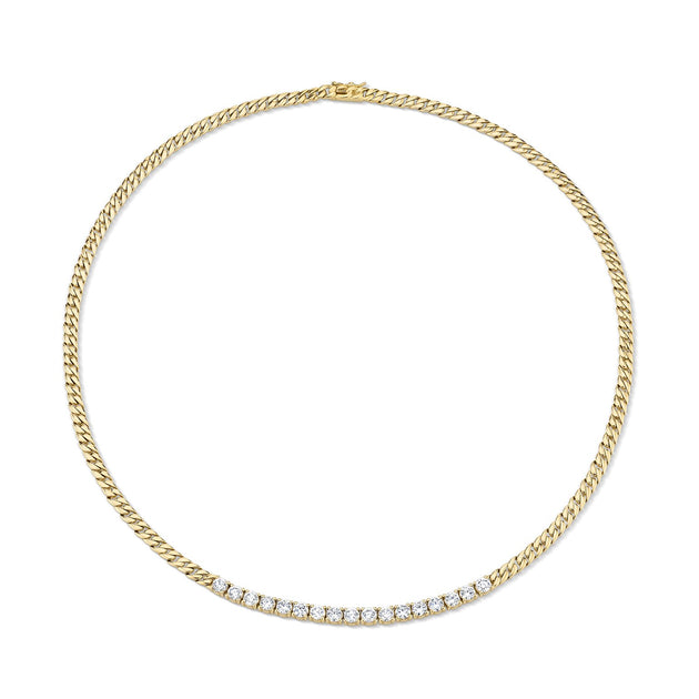 anita ko CUBAN LINK AND SHORT LINE DIAMOND NECKLACE