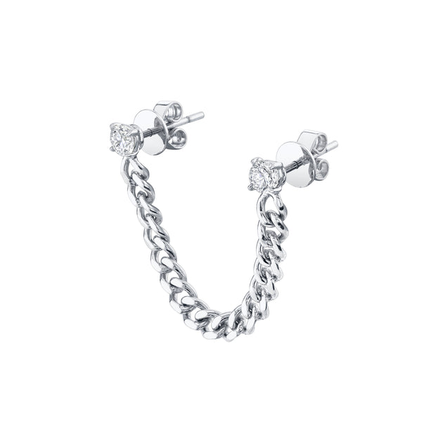 Anita Ko CUBAN LINK DOUBLE-PIERCING EARRING WITH ROUND DIAMONDS