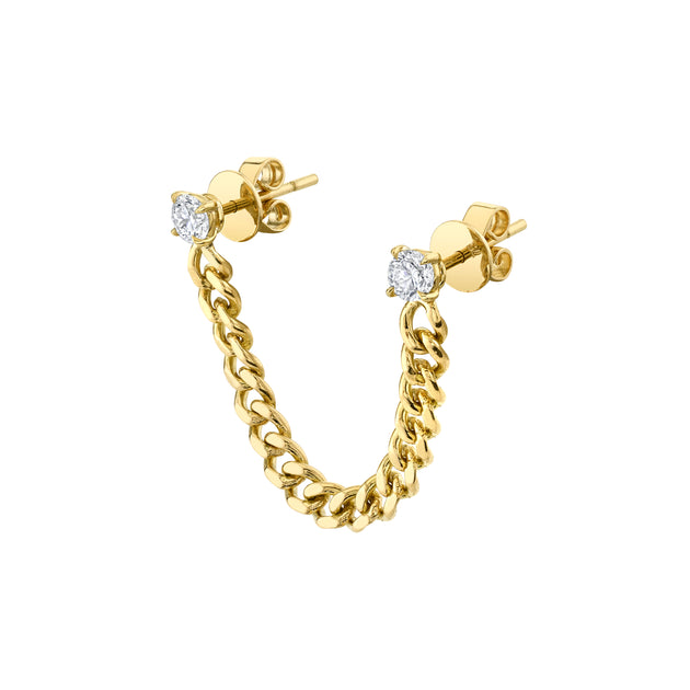 anita ko CUBAN LINK DOUBLE-PIERCING EARRING WITH ROUND DIAMONDS