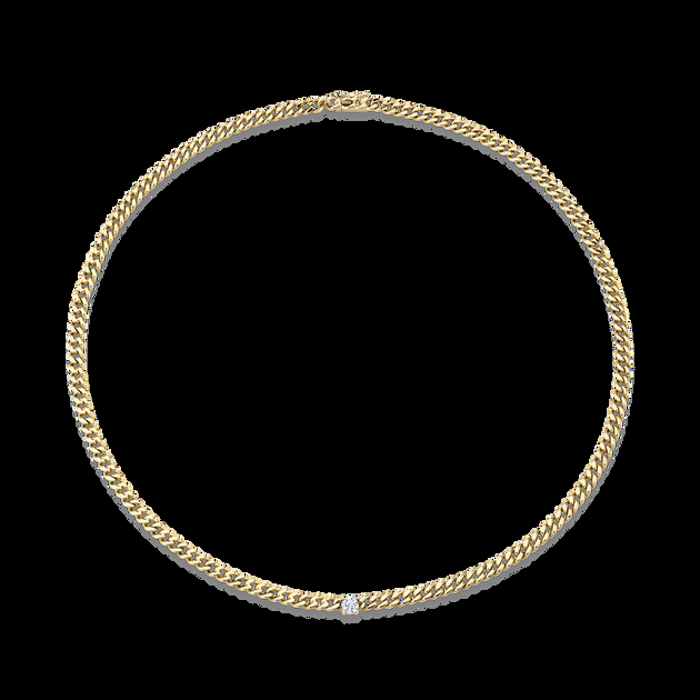 anita ko CUBAN LINK NECKLACE WITH ROUND DIAMOND CENTER