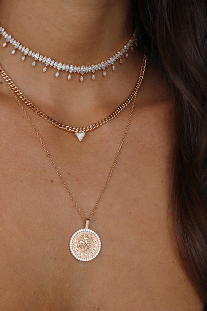 Anita Ko CUBAN LINK NECKLACE WITH TRILLION DIAMOND CENTER