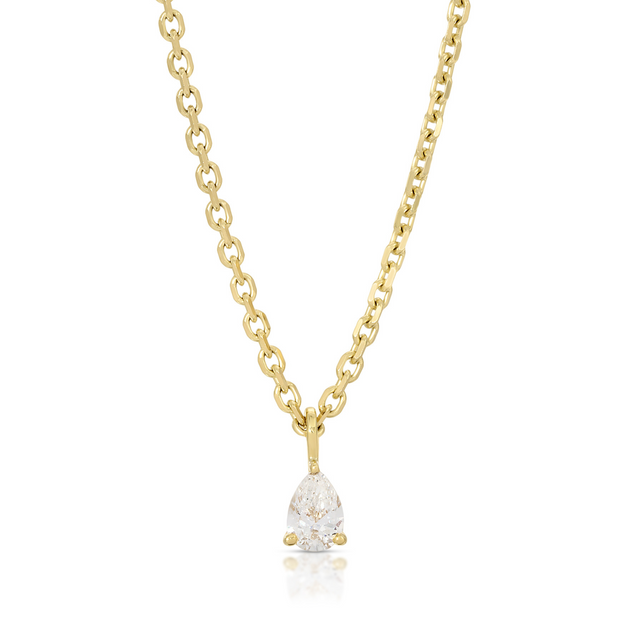 anita ko DIAMOND CUT ROLO CHAIN WITH PEAR DIAMOND PENDANT
