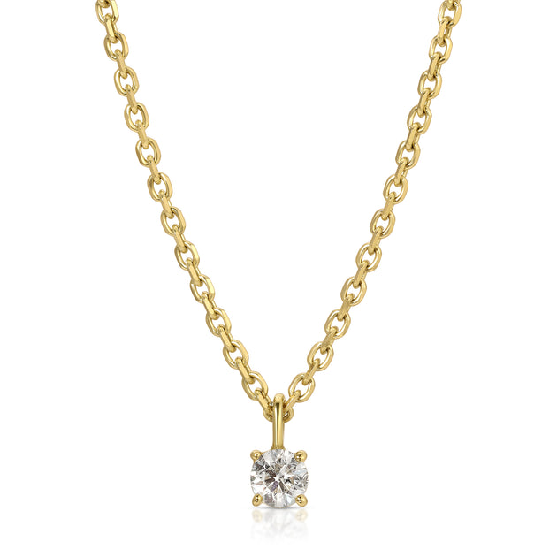 anita ko DIAMOND CUT ROLO CHAIN WITH ROUND DIAMOND PENDANT