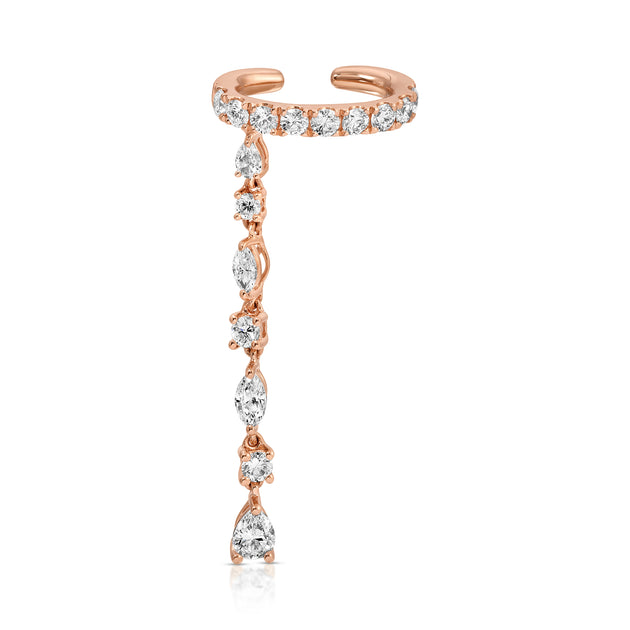 Anita Ko DIAMOND EAR CUFF WITH PEAR ROUND MARQUISE DIAMOND DROP