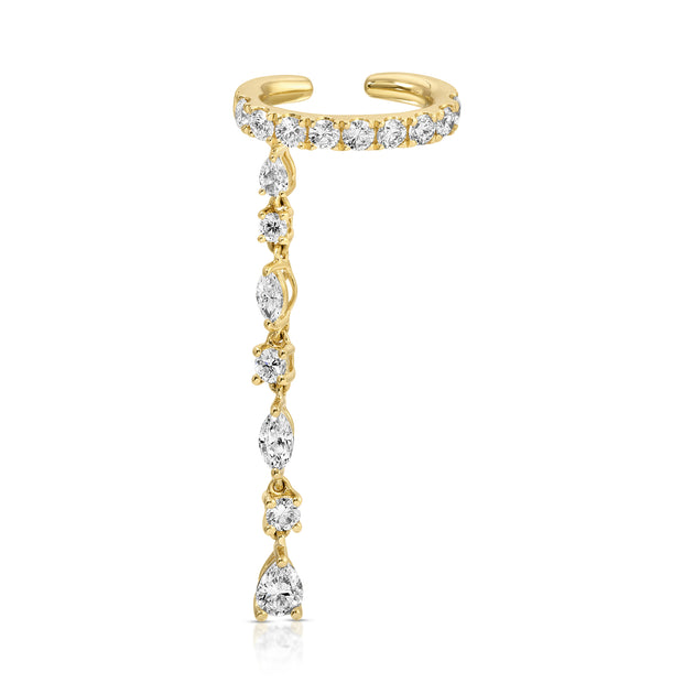 anita ko DIAMOND EAR CUFF WITH PEAR ROUND MARQUISE DIAMOND DROP