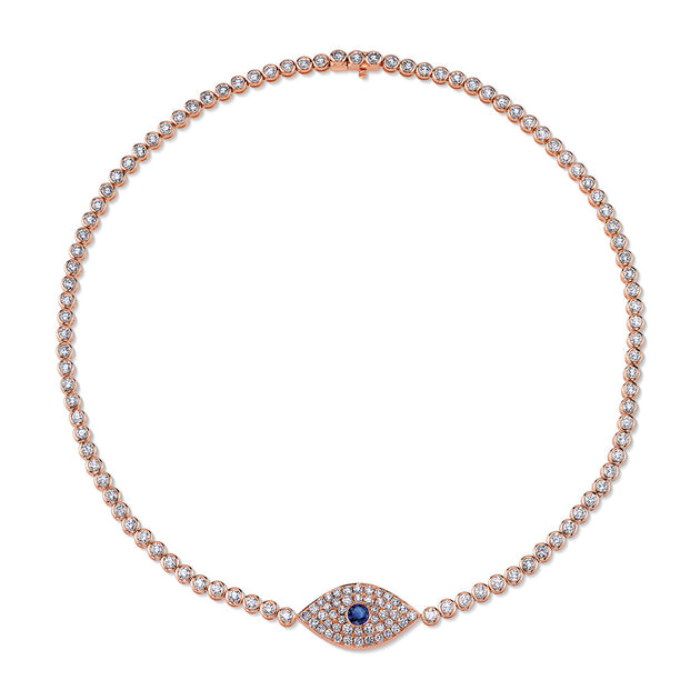 Anita Ko DIAMOND EVIL EYE CHOKER WITH BLUE SAPPHIRE EYE