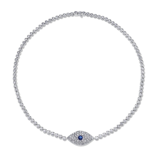 anita ko DIAMOND EVIL EYE CHOKER WITH BLUE SAPPHIRE EYE
