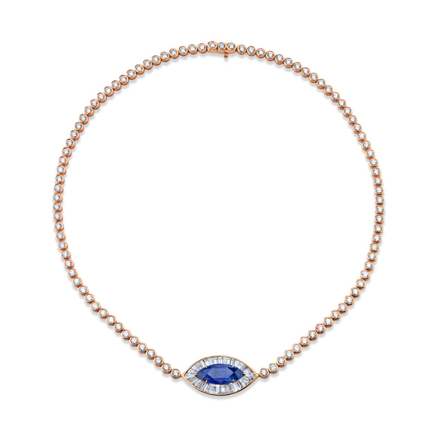 anita ko DIAMOND EVIL EYE CHOKER WITH BLUE SAPPHIRE EYE