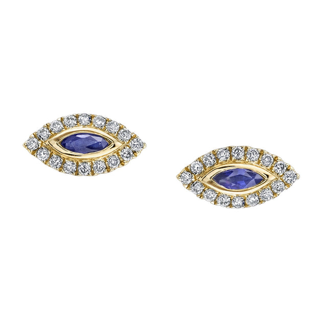 anita ko DIAMOND EVIL EYE STUDS WITH BLUE SAPPHIRE EYES
