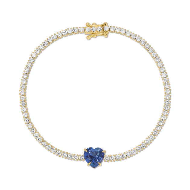 Anita Ko DIAMOND HEPBURN BRACELET WITH BLUE SAPPHIRE HEART CENTER