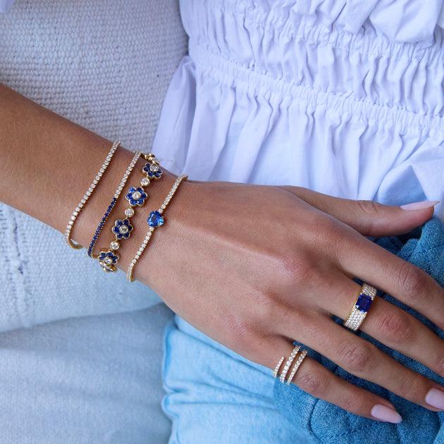 Anita Ko DIAMOND HEPBURN BRACELET WITH BLUE SAPPHIRE HEART CENTER