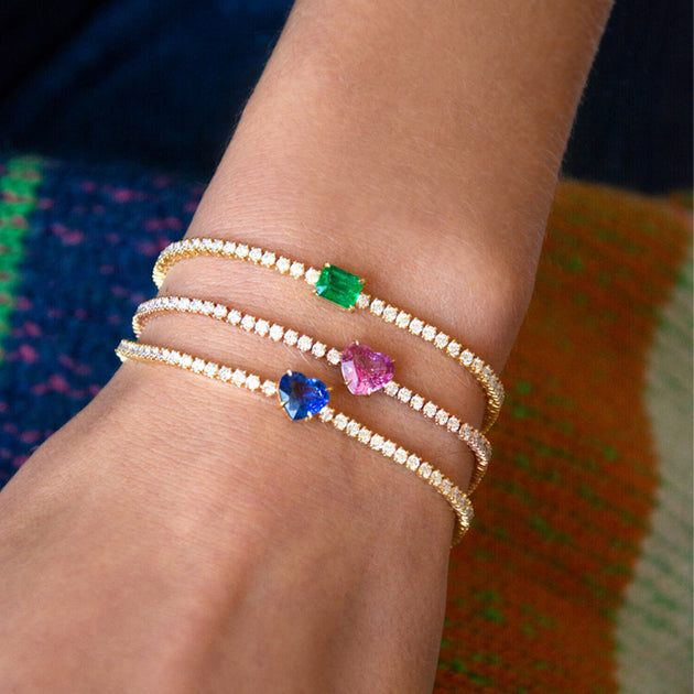 Anita Ko DIAMOND HEPBURN BRACELET WITH EMERALD CUT EMERALD CENTER