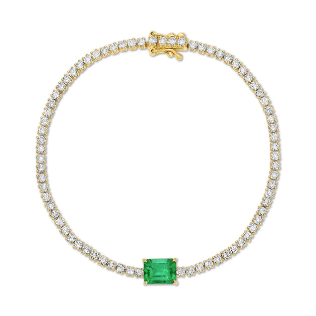 anita ko DIAMOND HEPBURN BRACELET WITH EMERALD CUT EMERALD CENTER