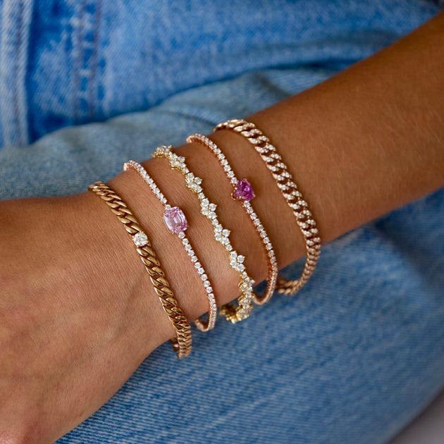 Anita Ko DIAMOND HEPBURN BRACELET WITH PINK SAPPHIRE HEART CENTER