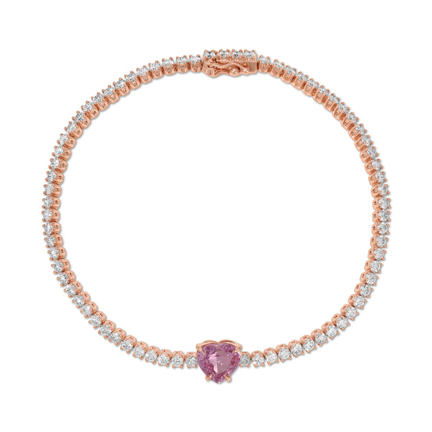 anita ko DIAMOND HEPBURN BRACELET WITH PINK SAPPHIRE HEART CENTER