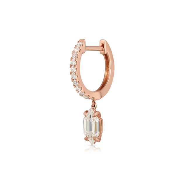 Anita Ko DIAMOND HUGGIE WITH BULLET SHAPED DIAMOND DROP