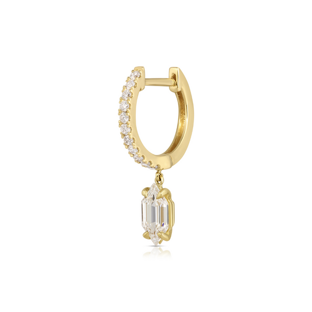 Anita Ko DIAMOND HUGGIE WITH BULLET SHAPED DIAMOND DROP